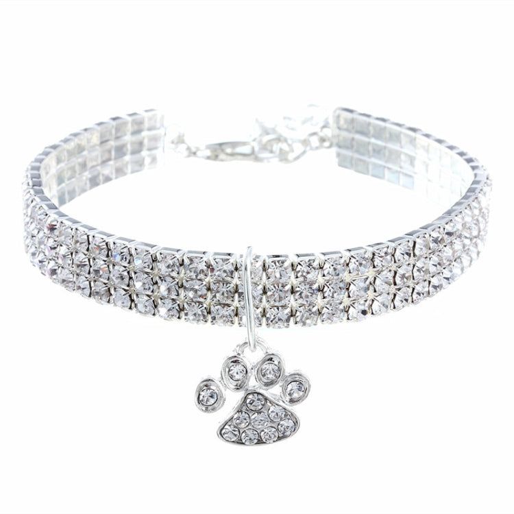 Pet Collar Diamond Elastic Cat And Dog Necklace Jewelry, Size:M(White)