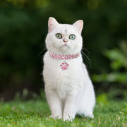 Pet Collar Diamond Elastic Cat And Dog Necklace Jewelry, Size:M(White)