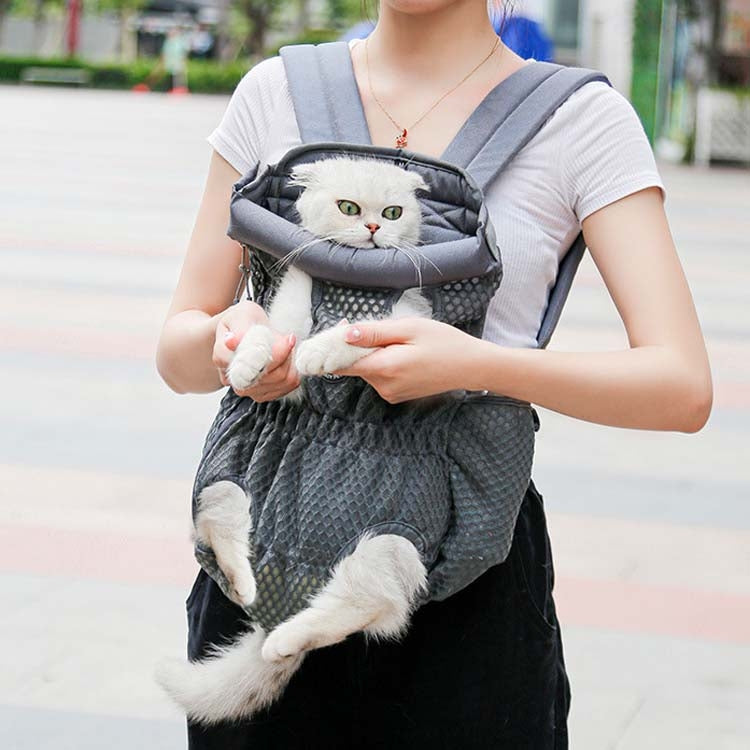 Doglemi Pet Outing Backpack Dog Shoulder Chest Bag Breathable Mesh Dog Cat Bag, Size:L(Gray) - free shipping - PMC Jewellery - Order now!