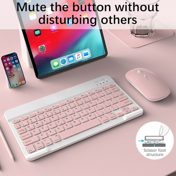 Universal Ultra-Thin Portable Bluetooth Keyboard and Mouse Set For Tablet Phones, Size:10 inch(Green Keyboard + Green Mouse)