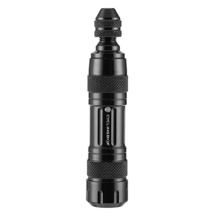 CYCLINGBOX Mountain Bike Vacuum Aluminum Alloy Tire Repair Tool Bicycle Repair Integrated Storage Design Tool(Black)