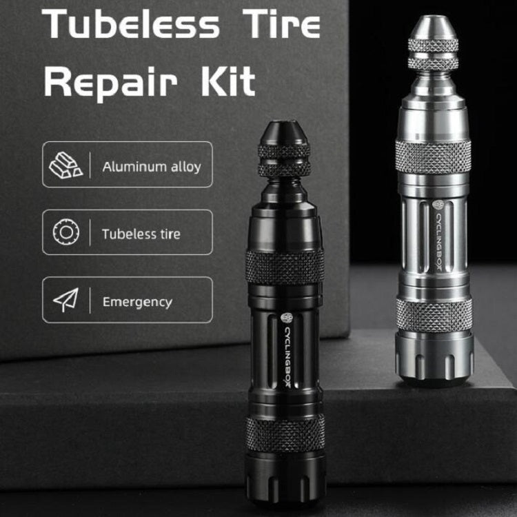 CYCLINGBOX Mountain Bike Vacuum Aluminum Alloy Tire Repair Tool Bicycle Repair Integrated Storage Design Tool(Silver)