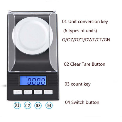 50g/0.001g High-Precision Portable Jewelry Scale  Mini Electronic Scale Precision Carat Electronic Scale - Jewelry Scales by PMC Jewellery | Online Shopping South Africa | PMC Jewellery | Buy Now Pay Later Mobicred