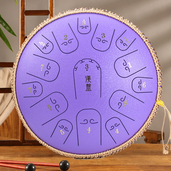 15-Tone Ethereal Drum 14-Inch Steel Tongue Drum Hollow Drum Sanskrit Drummer Disc(Purple)
