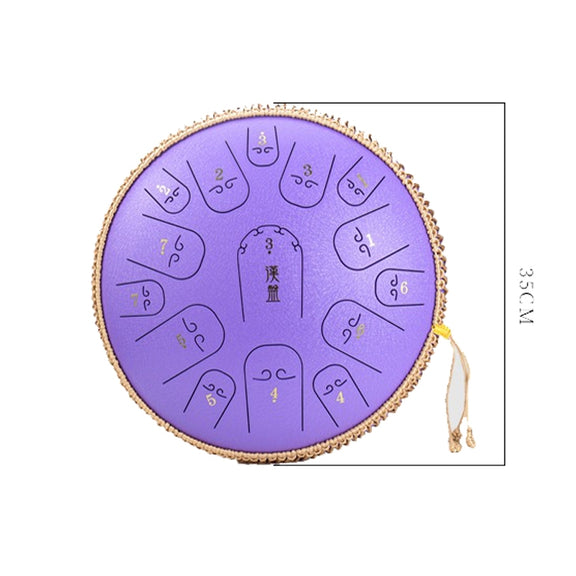 15-Tone Ethereal Drum 14-Inch Steel Tongue Drum Hollow Drum Sanskrit Drummer Disc(Blue)