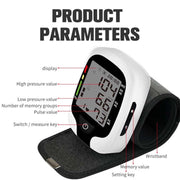 Wrist Type Electronic Blood Pressure Monitor Home Automatic Wrist Type Blood Pressure Measurement, Style: Live Voice Broadcast(White English)