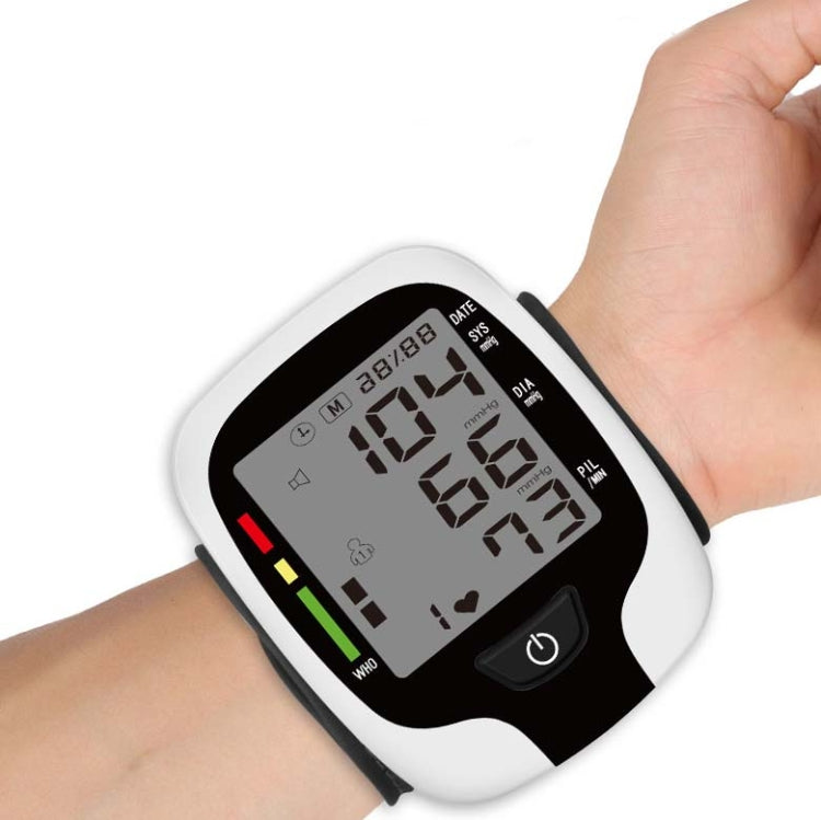 Wrist Type Electronic Blood Pressure Monitor Home Automatic Wrist Type Blood Pressure Measurement, Style: No Voice Announcement(White English) - free shipping - PMC TechLife - Order now!