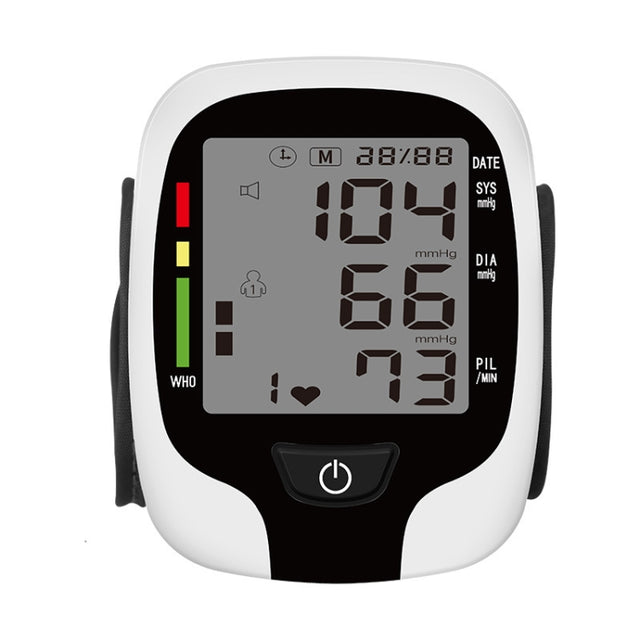 Wrist Type Electronic Blood Pressure Monitor Home Automatic Wrist Type Blood Pressure Measurement, Style: No Voice Announcement(White English)