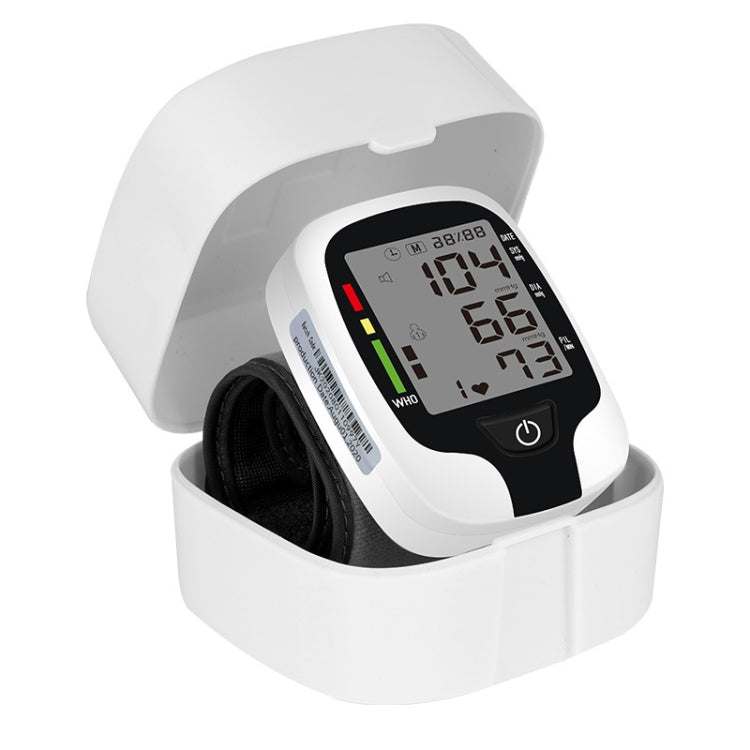 Wrist Type Electronic Blood Pressure Monitor Home Automatic Wrist Type Blood Pressure Measurement, Style: No Voice Announcement(White English)