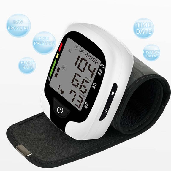 Wrist Type Electronic Blood Pressure Monitor Home Automatic Wrist Type Blood Pressure Measurement, Style: No Voice Announcement(White English)