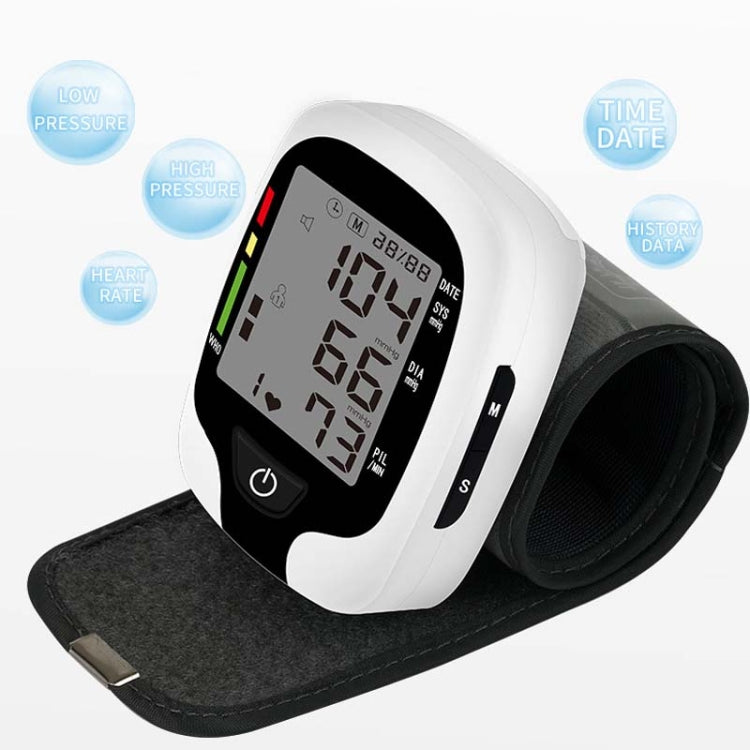 Wrist Type Electronic Blood Pressure Monitor Home Automatic Wrist Type Blood Pressure Measurement, Style: No Voice Announcement(White English)