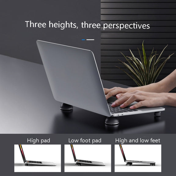Suohuang SH-1029 Aluminum Portable Bracket Foot Pad for MacBook, Laptop(Black)