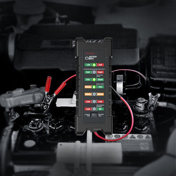 YAWOA BM410 Storage Battery Tester 12V/24V Load Test LED Smart Car Battery Tester Clip