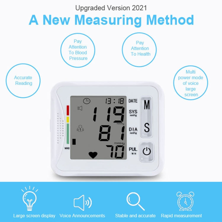KWL-W01 Home Automatic Smart Wrist Electronic Sphygmomanometer, Style: English With Voice(White)