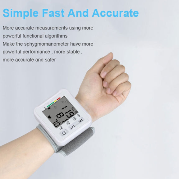 KWL-W01 Home Automatic Smart Wrist Electronic Sphygmomanometer, Style: English Without Voice(White)