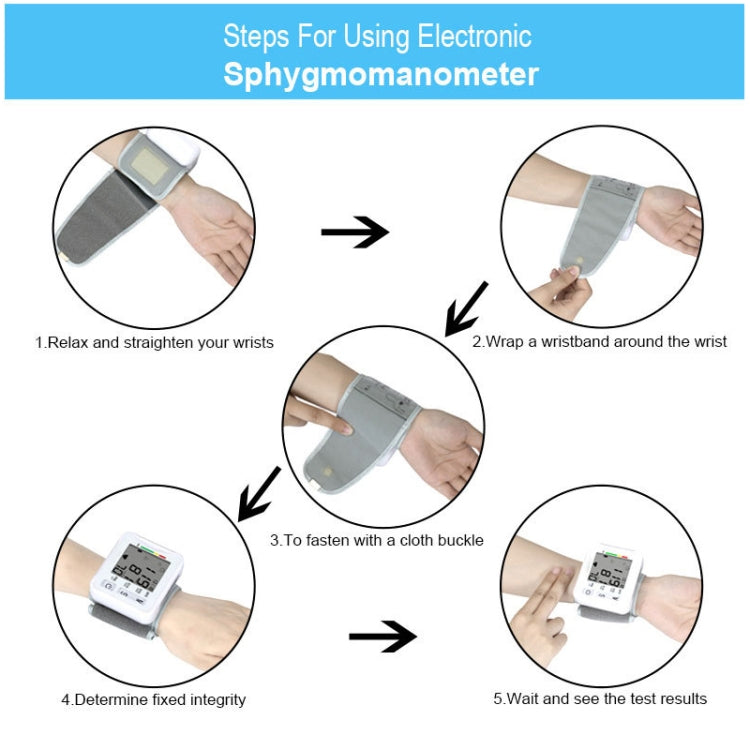 KWL-W01 Home Automatic Smart Wrist Electronic Sphygmomanometer, Style: English Without Voice(White)
