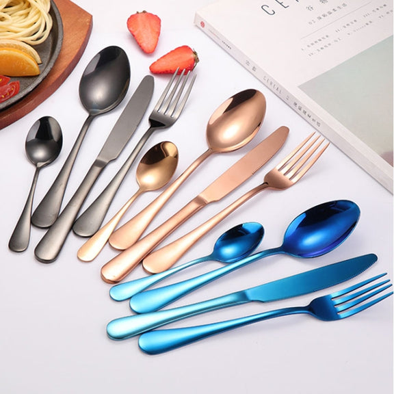 24 in 1 Stainless Steel Tableware Western Steak Cutlery Gift Set, Color: Black