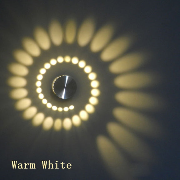 3W Modern Interior Creative Spiral Round Wall Lamp for Club, KTV, Corridor, Aisle, Background Wall Decoration Lamp Wall Mounted(Blue Light)