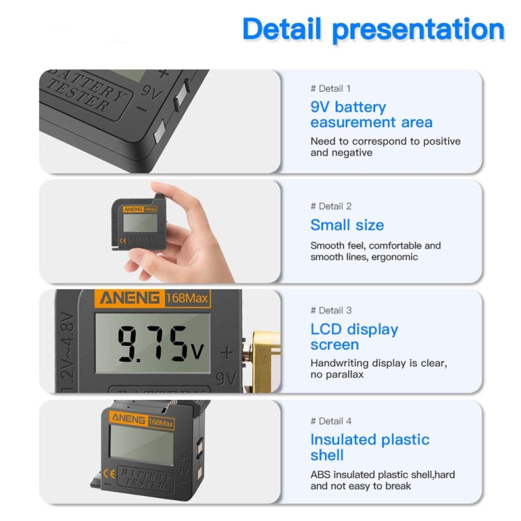 2 PCS ANENG 168MAX Portable Battery Tester High-Precision Battery Power Tester Battery Capacity Tester - Battery & Resistance Tester by ANENG | Online Shopping South Africa | PMC Jewellery | Buy Now Pay Later Mobicred