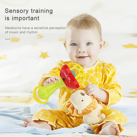 Baby Rattles Toy Intelligence Grasping Gums Plastic Hand Bell Rattle Funny Educational Toy���Color Random Delivery