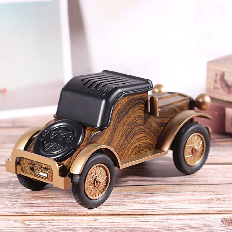 A9 Retro Wood Grain Classic Car Shape Wireless Bluetooth Speaker Subwoofer Radio Portable Mobile Phone Stand Mini Speaker(Rose Pear)