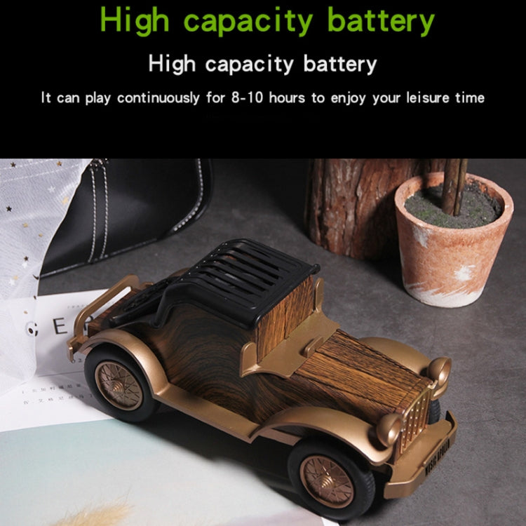 A9 Retro Wood Grain Classic Car Shape Wireless Bluetooth Speaker Subwoofer Radio Portable Mobile Phone Stand Mini Speaker(Rose Pear)