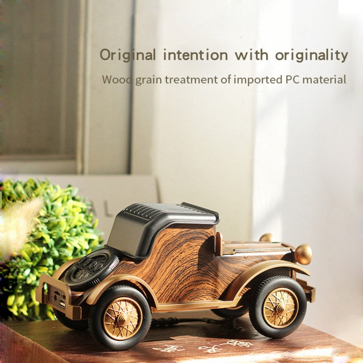 A9 Retro Wood Grain Classic Car Shape Wireless Bluetooth Speaker Subwoofer Radio Portable Mobile Phone Stand Mini Speaker(Rose Pear)