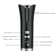 USB Charging Automatic Rotating Curling Iron Portable Wireless Travel Curling Iron(Black)