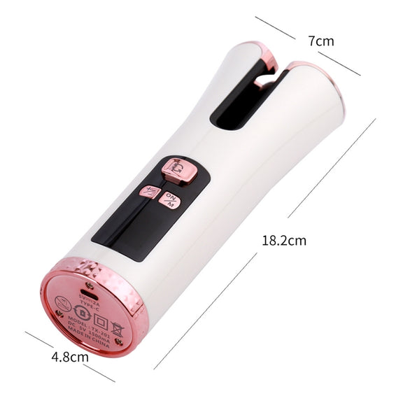 USB Charging Automatic Rotating Curling Iron Portable Wireless Travel Curling Iron(Black)
