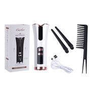 USB Charging Automatic Rotating Curling Iron Portable Wireless Travel Curling Iron(Black)