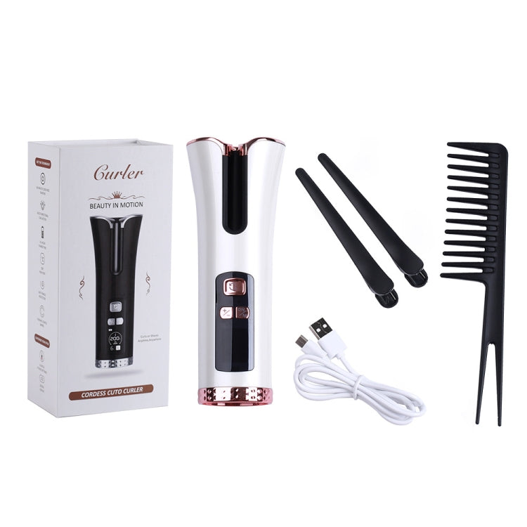USB Charging Automatic Rotating Curling Iron Portable Wireless Travel Curling Iron(Black)