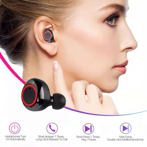 Y50 Sports Outdoor TWS Bluetooth 5.0 Touch Wireless Headphones(Black Blue)