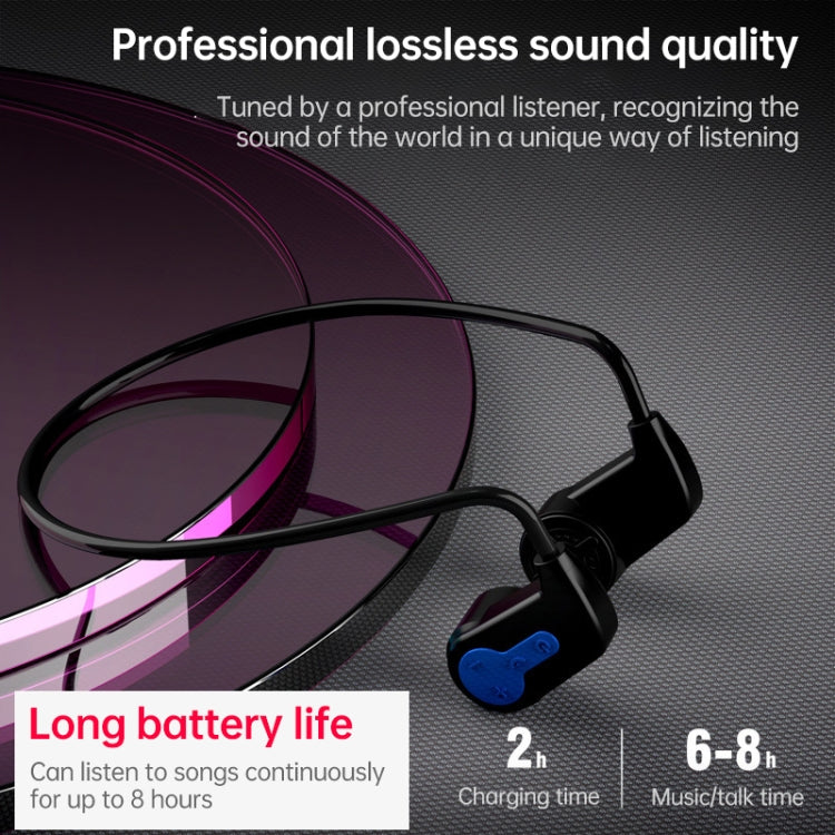 K3 Bone Conduction Bluetooth 5.0 Wireless Headphones Water-resistant Headphones 16GB RAM(Blue)