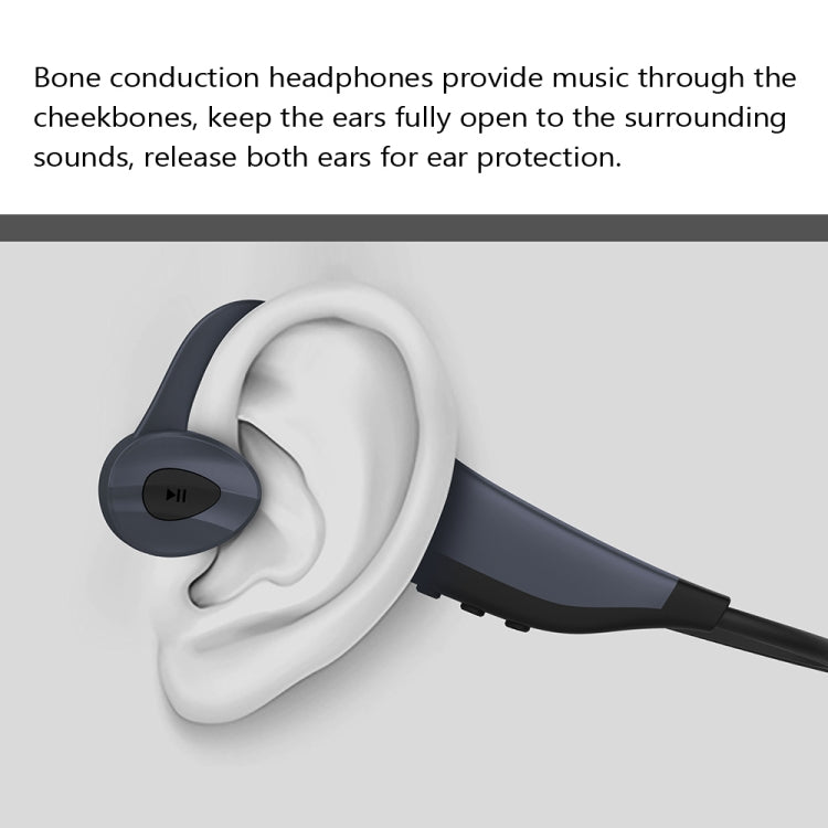 K7 Bone Conduction Bluetooth 5.0 Wireless Earphone Water-resistant Headphones 16GB RAM(Gray)