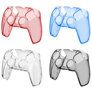 KJH PS5-002 Game Controller Crystal Shell Wireless Controller Protective Shell Cover PC Transparent Protective Hard Shell For PS5(Transparent Red)