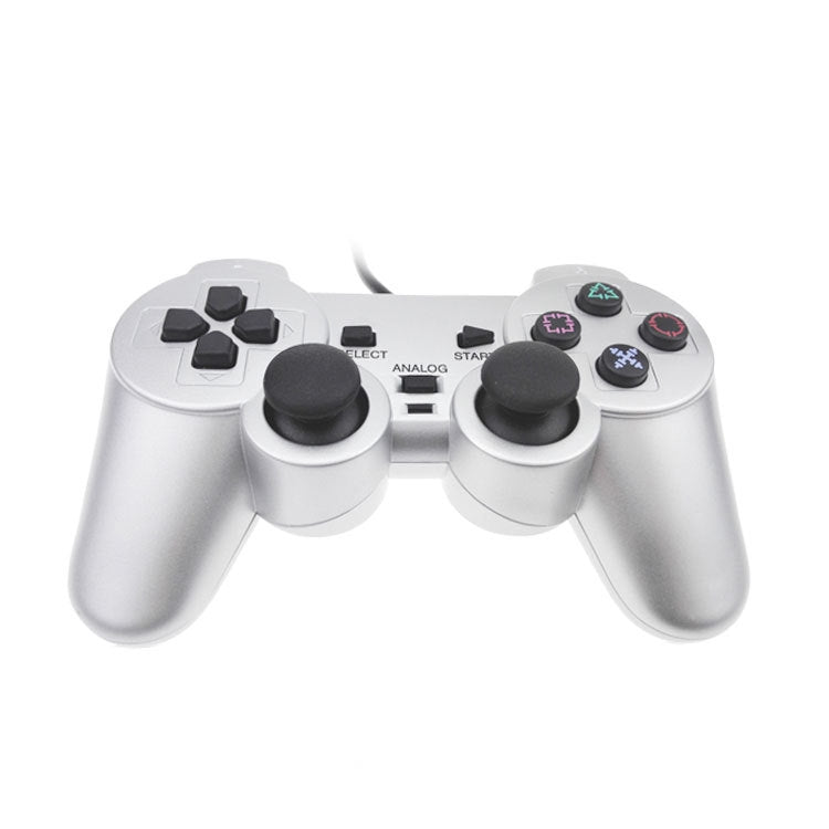 Wired Gamepad Dual Motor Vibration Silver Fuel Injection Gamepad Suitable For PS2 - Gamepads by PMC TechLife | Online Shopping South Africa | PMC TechLife