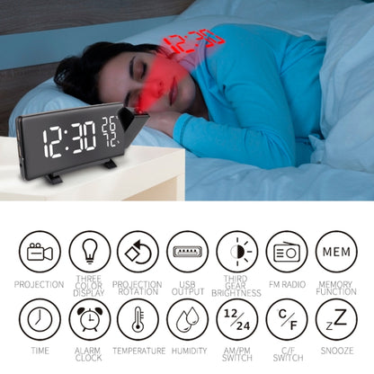 Three-color Projection Radio Alarm Clock USB Digital Alarm Clock Thermometer & Hygrometer - free shipping - PMC Jewellery - Order now!