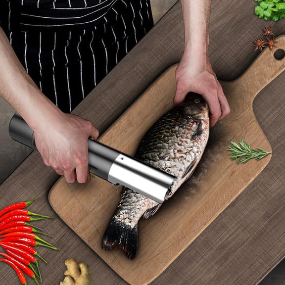 Electric Fish Scale Scraper Household Automatic Wireless Scraping Tool CN Plug Black Single Battery+Cutter Head
