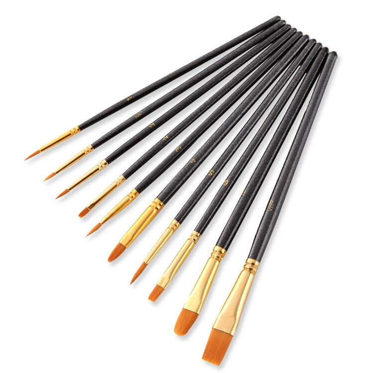 ZHU TING 10 in 1 Pearl Rod Nylon Hair Combination Brush Oil Paint Brush(Black Rods) - Art Supplies by PMC TechLife | Online Shopping South Africa | PMC TechLife