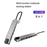 WC7367 8 in 1 87W Type-C to PD+USB3.0x2+SD+TF+HDMI+RJ45+Type-c Docking Station HUB