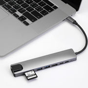 WC7367 8 in 1 87W Type-C to PD+USB3.0x2+SD+TF+HDMI+RJ45+Type-c Docking Station HUB