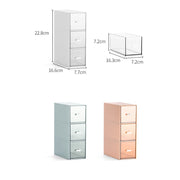 Desktop Drawer Storage Box Cosmetics Office Student Stationery Pen Dormitory Three Grid Desk Rack(Glacier Blue)