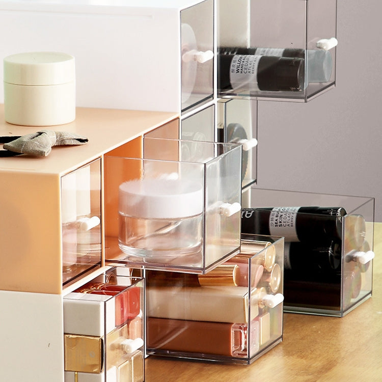 Desktop Drawer Storage Box Cosmetics Office Student Stationery Pen Dormitory Three Grid Desk Rack(Coral Powder) - Storage Boxes by PMC TechLife | Online Shopping South Africa | PMC TechLife