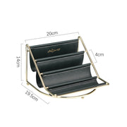 Desktop Racks Multi-Layer Wrought Iron Leather Storage Tray Keys Sundries Tablet Computers Watches Organize Creative Ornaments, Colour: Dark Green Small