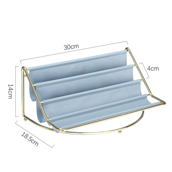 Desktop Racks Multi-Layer Wrought Iron Leather Storage Tray Keys Sundries Tablet Computers Watches Organize Creative Ornaments, Colour: Blue Large