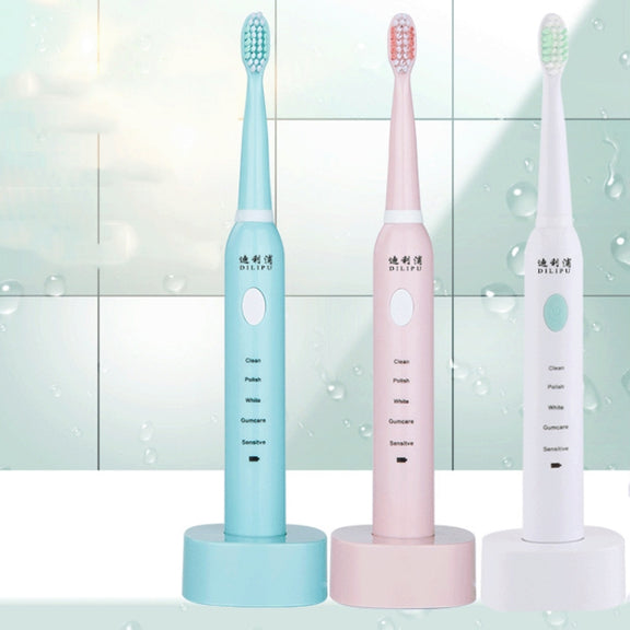 DELIPU Electric Toothbrush Rechargeable Sonic 5-Speed Adjustment Children Adult Household Water-resistant Soft Hair Whitening Toothbrush USB Charging Stand (Blue)