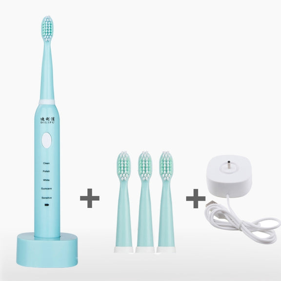DELIPU Electric Toothbrush Rechargeable Sonic 5-Speed Adjustment Children Adult Household Water-resistant Soft Hair Whitening Toothbrush USB Charging Stand (Blue)