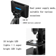 2000X 7 Inch Microbial Cell Observation Microscope Electronic Digital Magnifying Glass