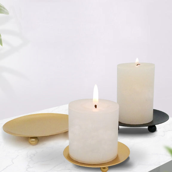 European Romantic Iron Geometric Candle Holder Table Decoration, Size: Small(Black)