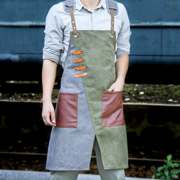 Denim Apron Barber Milk Tea Shop Waiter Overalls(Gray-yellow Shoulder Strap) - Aprons & Caps by PMC TechLife | Online Shopping South Africa | PMC TechLife